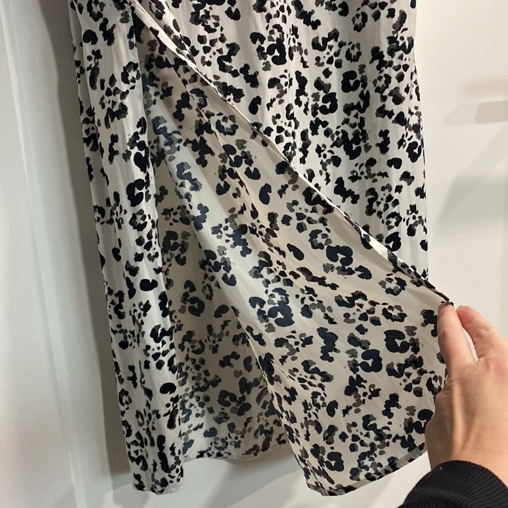 Saltwater Luxe Midi Satin Leopard Print Skirt EUC